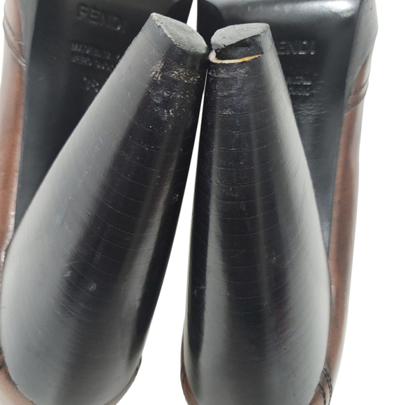 FENDI Authentic Women Open Toe Block Heel Shoes Brown (EU) 38 Excellent Cond. - Picture 14 of 16